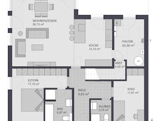 Massivhaus Entwurf CH115 von FAVORIT Massivhaus, Bungalow Grundriss 1