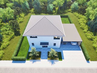 Massivhaus Entwurf CL131 von FAVORIT Massivhaus, Stadtvilla Außenansicht 17