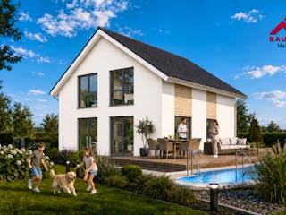 Massivhaus Trendhaus Junge Familie 135 und Keller mit LIAPLAN gebaut von Mein Haus Bausysteme, Außenansicht 12