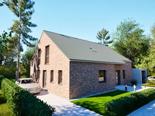 Massivhaus Entwurf PR152/58 von FAVORIT Massivhaus, Satteldach-Klassiker Außenansicht 6