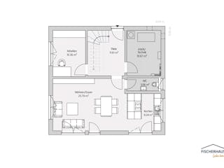 Fertighaus Modern S 133 von FischerHaus, Satteldach-Klassiker Grundriss 1