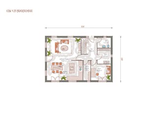 Massivhaus ICON 4.25 Aktionshaus von Dennert Massivhaus Ausbauhaus ab 241190€, Satteldach-Klassiker Grundriss 1