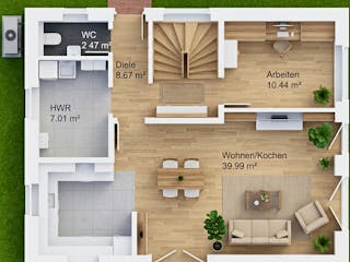 Massivhaus Satteldach 136 von AMR-Wohnbau Schlüsselfertig ab 300000€, Satteldach-Klassiker Grundriss 1