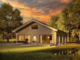 Fertighaus White&Black Bungalow 125 von WHITE&BLACK Fertighäuser Ausbauhaus ab 181062€, Bungalow Außenansicht 2