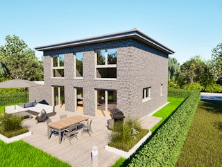 Massivhaus Entwurf CL143 von FAVORIT Massivhaus, Stadtvilla Außenansicht 11