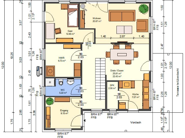 Massivhaus Goldamsel von AVOS Hausbau Schlüsselfertig ab 399500€, Stadtvilla Grundriss 1