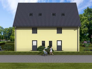 Massivhaus Ballandria von AVOS Hausbau Schlüsselfertig ab 955000€, Satteldach-Klassiker Außenansicht 2
