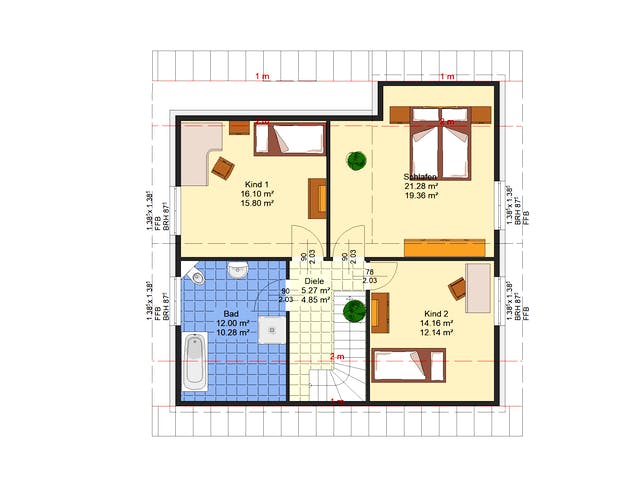 Massivhaus Flieder von AVOS Hausbau Schlüsselfertig ab 345000€, Satteldach-Klassiker Grundriss 2