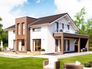 Fertighaus EVOLUTION 162 V4 von Bien-Zenker Schlüsselfertig ab 418006€, Satteldach-Klassiker Außenansicht 1