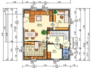 Massivhaus Flieder von AVOS Hausbau Schlüsselfertig ab 345000€, Satteldach-Klassiker Grundriss 1