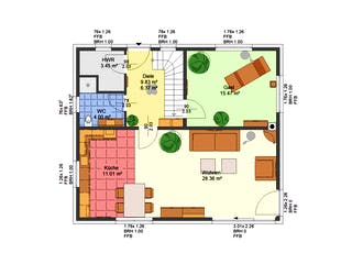 Massivhaus Hortensie von AVOS Hausbau Schlüsselfertig ab 353150€, Satteldach-Klassiker Grundriss 2