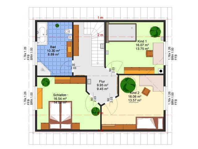 Massivhaus Hortensie von AVOS Hausbau Schlüsselfertig ab 353150€, Satteldach-Klassiker Grundriss 1