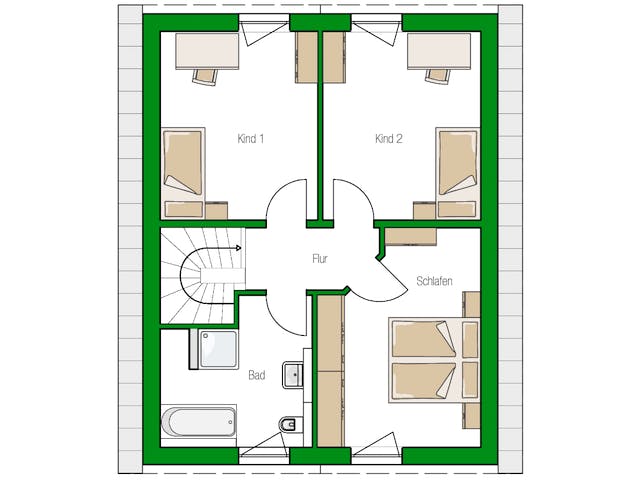 Massivhaus Wismar von HELMA MASSIVHAUS Schlüsselfertig ab 301200€, Satteldach-Klassiker Grundriss 2