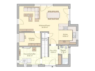 Fertighaus Seko von Fingerhut Haus Schlüsselfertig ab 419283€, Satteldach-Klassiker Grundriss 1