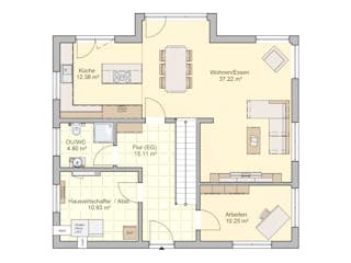 Fertighaus Solera von Fingerhut Haus Schlüsselfertig ab 469474€, Satteldach-Klassiker Grundriss 1