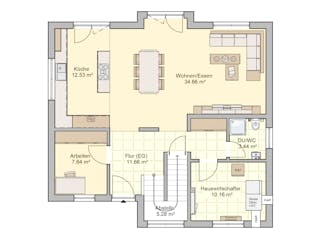 Fertighaus Vinaro von Fingerhut Haus Schlüsselfertig ab 449083€, Satteldach-Klassiker Grundriss 1