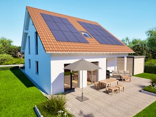 Massivhaus Entwurf NB153 von FAVORIT Massivhaus, Satteldach-Klassiker Außenansicht 1