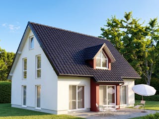 Massivhaus Einfamilienhaus Classic Familie von Domo 1999 Immobilien Schlüsselfertig ab 356000€, Außenansicht 1