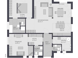 Massivhaus Entwurf CH132 von FAVORIT Massivhaus, Bungalow Grundriss 1