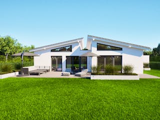 Massivhaus Entwurf CH135 von FAVORIT Massivhaus, Bungalow Außenansicht 1