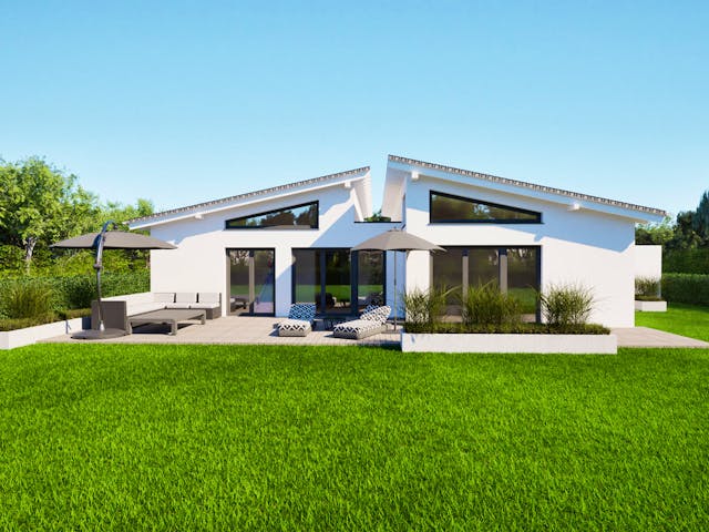 Massivhaus Entwurf CH135 von FAVORIT Massivhaus, Bungalow Außenansicht 1