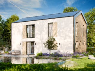 Massivhaus Einfamilienhaus 130 von BRALE Bau Schlüsselfertig ab 310200€, Satteldach-Klassiker Außenansicht 2