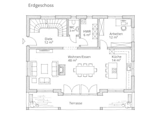 Massivhaus Stadtvilla 160/175 von Ever Energy Home, Stadtvilla Grundriss 1