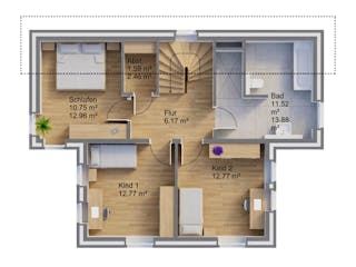 Massivhaus Pult 128 von AMR-Wohnbau Schlüsselfertig ab 331000€, Pultdachhaus Grundriss 2