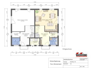 Massivhaus Modernes Zweifamilienhaus mit zwei eigenständigen Wohneinheiten von VARIODOMO Bausysteme, Grundriss 1