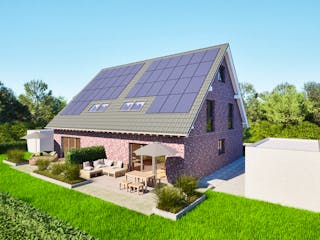 Massivhaus Entwurf FI129 von FAVORIT Massivhaus, Satteldach-Klassiker Außenansicht 1