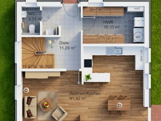 Massivhaus Stadtvilla 131 von AMR-Wohnbau Schlüsselfertig ab 335000€, Stadtvilla Grundriss 1