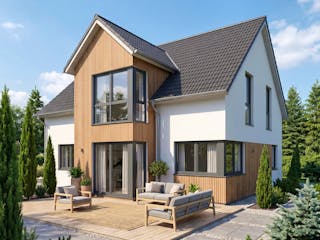 Massivhaus Einfamilienhaus Finn von Massive Wohnbau, Satteldach-Klassiker Außenansicht 1