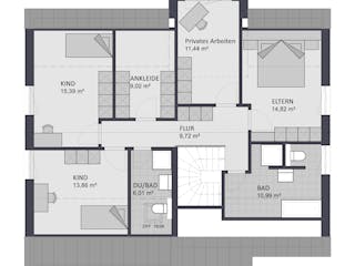 Massivhaus Entwurf PR152/58 von FAVORIT Massivhaus, Satteldach-Klassiker Grundriss 2