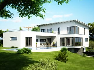 Fertighaus Adamello von Büdenbender Hausbau, Pultdachhaus Außenansicht 2