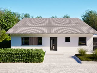 Massivhaus Entwurf CH115 von FAVORIT Massivhaus, Bungalow Außenansicht 4