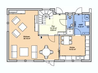 Fertighaus Axel von AKOST Holzhäuser, Satteldach-Klassiker Grundriss 1