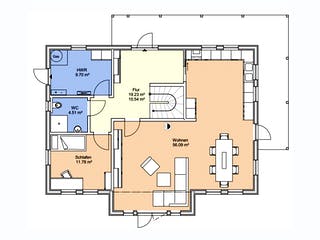 Fertighaus Baron von AKOST Holzhäuser, Satteldach-Klassiker Grundriss 1