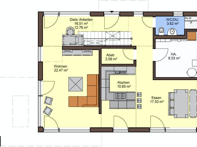 Fertighaus Akzento von Büdenbender Hausbau, Cubushaus Grundriss 1