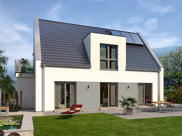 Fertighaus Home 13 von allkauf haus, Satteldach-Klassiker Außenansicht 1 Fertighaus Home 13 von allkauf haus, Satteldach-Klassiker Außenansicht 1