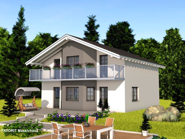 Massivhaus Alpenland 147 von FAVORIT Massivhaus Schlüsselfertig ab 342960€, Satteldach-Klassiker Außenansicht 1 Massivhaus Alpenland 147 von FAVORIT Massivhaus Schlüsselfertig ab 342960€, Satteldach-Klassiker Außenansicht 1