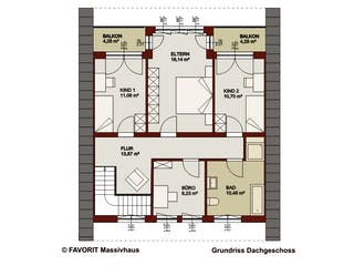 Massivhaus Alpenland 160 von FAVORIT Massivhaus Schlüsselfertig ab 384500€, Satteldach-Klassiker Grundriss 2