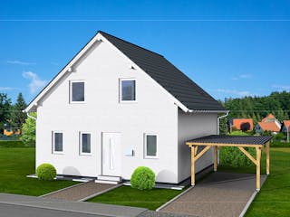 Massivhaus Classic 112 von AMB Massivhaus, Satteldach-Klassiker Außenansicht 2