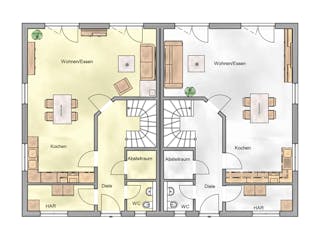 Massivhaus Duplex 118 von AMB Massivhaus, Satteldach-Klassiker Grundriss 1