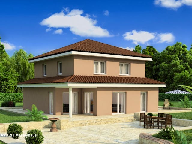 Massivhaus Ambiente 145 von FAVORIT Massivhaus Schlüsselfertig ab 384650€, Stadtvilla Außenansicht 1 Massivhaus Ambiente 145 von FAVORIT Massivhaus Schlüsselfertig ab 384650€, Stadtvilla Außenansicht 1