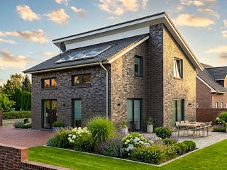 Massivhaus Pult 126 von AMR-Wohnbau Schlüsselfertig ab 317000€, Pultdachhaus Außenansicht 1