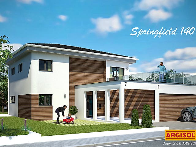Massivhaus Springfield von ARGISOL-Bausysteme Bausatzhaus ab 55500€, Stadtvilla Außenansicht 1 Massivhaus Springfield von ARGISOL-Bausysteme Bausatzhaus ab 55500€, Stadtvilla Außenansicht 1