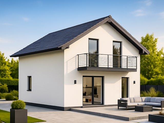 Massivhaus Satteldach 114 von ASL Wohnungsbau, Satteldach-Klassiker Außenansicht 1