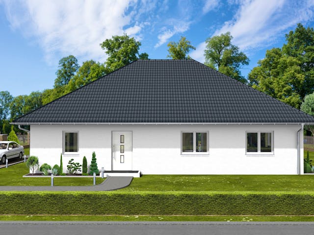 Massivhaus Amelie von AVOS Hausbau Schlüsselfertig ab 320250€, Bungalow Außenansicht 1 Massivhaus Amelie von AVOS Hausbau Schlüsselfertig ab 320250€, Bungalow Außenansicht 1
