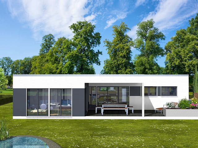 Massivhaus Anna von AVOS Hausbau Schlüsselfertig ab 234900€, Bungalow Außenansicht 1