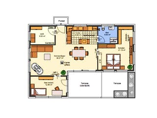 Massivhaus Anna von AVOS Hausbau Schlüsselfertig ab 234900€, Bungalow Grundriss 1